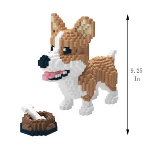 BDYDT Animal Corgi Dog and Food Micro Building Blocks Set（1860PCS） Gift for Adults and Kids