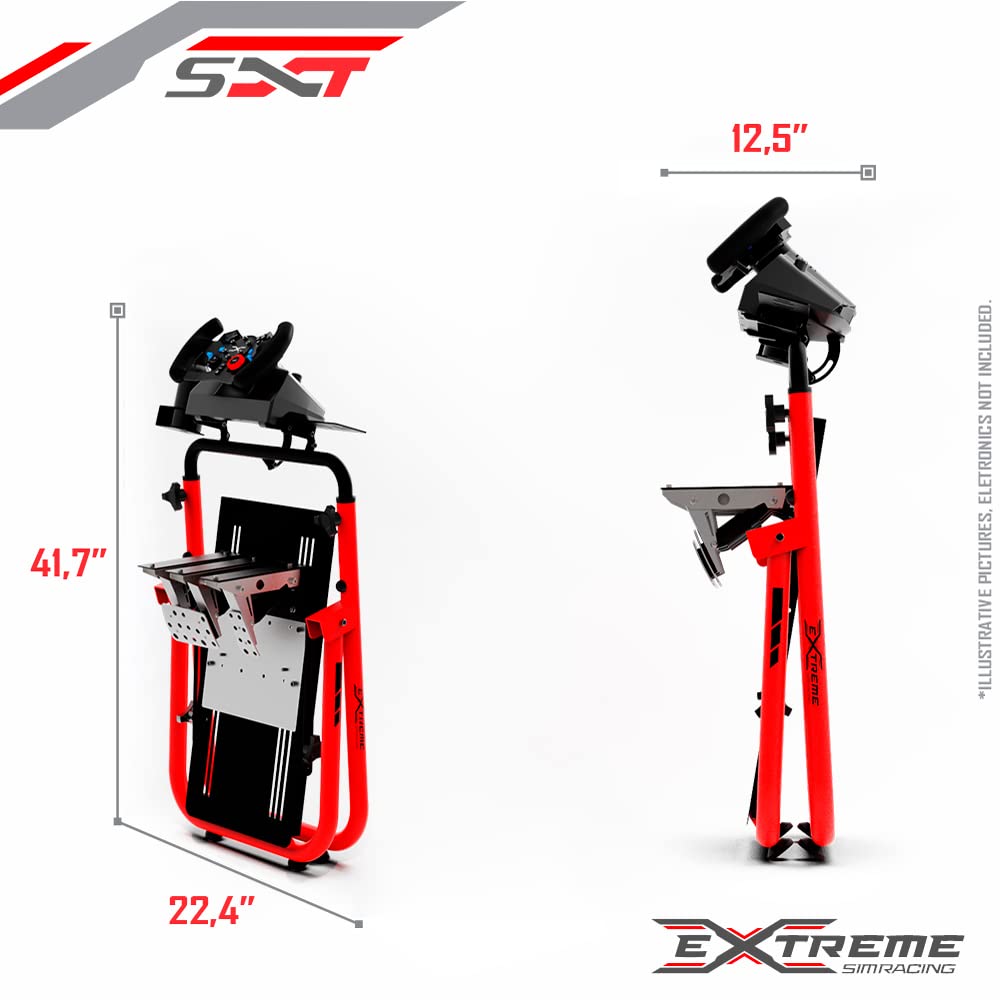 Extreme Sim Racing Wheel Stand Cockpit SXT V2 Racing Simulator - Racing Wheel Stand RED Edition For Logitech G25, G27, G29, G920, G923, Thrustmaster And Fanatec - WHEEL LOCKS INCLUDED