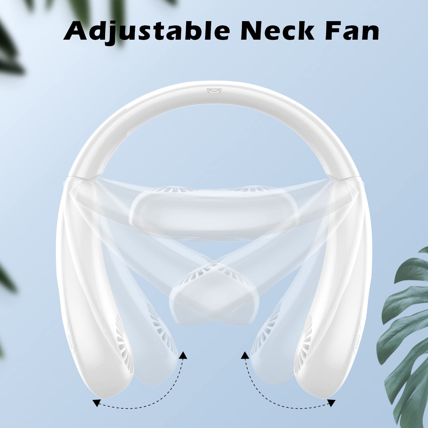 MSEVC Neck Fan, 5000mAh Foldable Bladeless Fan 360° Cooling Wearable Personal Fan, Rechargeable Hand-free Neck Fan with 3 Speeds, 80 Air Outlet for Travel, Outdoor, Home, Office, School, Camping