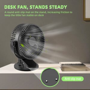 Ymumuda Desk Fan Clip on Fan, 3 Speeds Small USB Fan, 6.5 Inch Rechargeable Portable Fan, Strong Airflow & 360°Rotation Adjustable, Powered by USB, Sturdy Clamp for Office Desk - Black