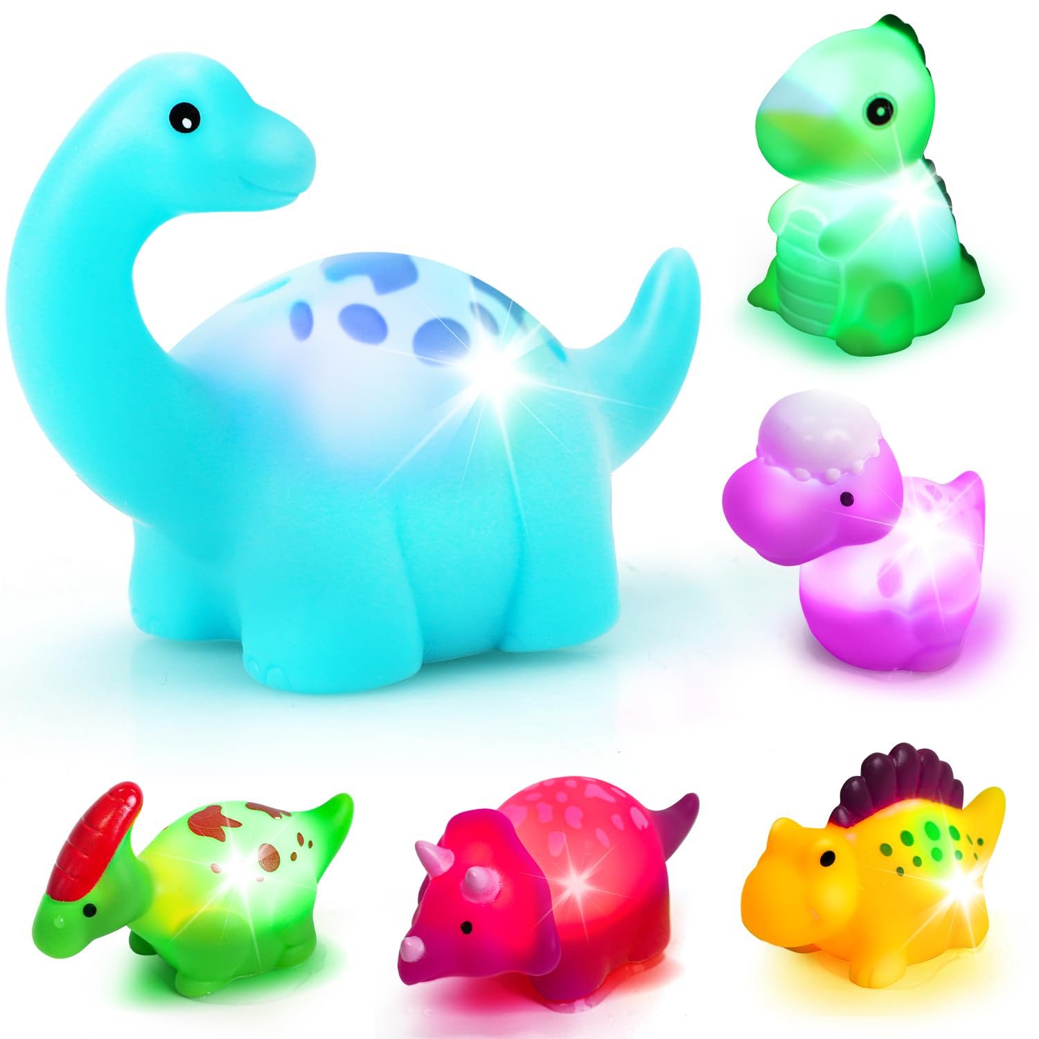 TOY Life Dinosaur Bath Toys for Kids Ages 4-8, Bath Toys for Kids Ages 1-3, Light Up Bath Toys for Boys Girls, Toddler Bath Time Toy, Baby Bath Toys, No Hole Bath Toys, Bathtub Toy for Toddler.