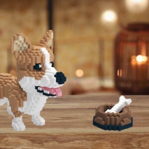 BDYDT Animal Corgi Dog and Food Micro Building Blocks Set（1860PCS） Gift for Adults and Kids