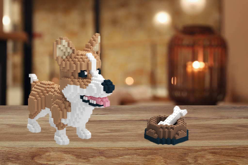 BDYDT Animal Corgi Dog and Food Micro Building Blocks Set（1860PCS） Gift for Adults and Kids