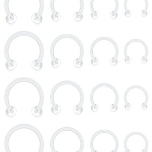 D.Bella 16G Clear Septum Rings Horseshoe Flexible Acrylic Cartilage Tragus Helix Daith Rook Conch Snug Earring Hoop Bioflex Nose Lip Eyebrow Rings Retainer for Work Surgery