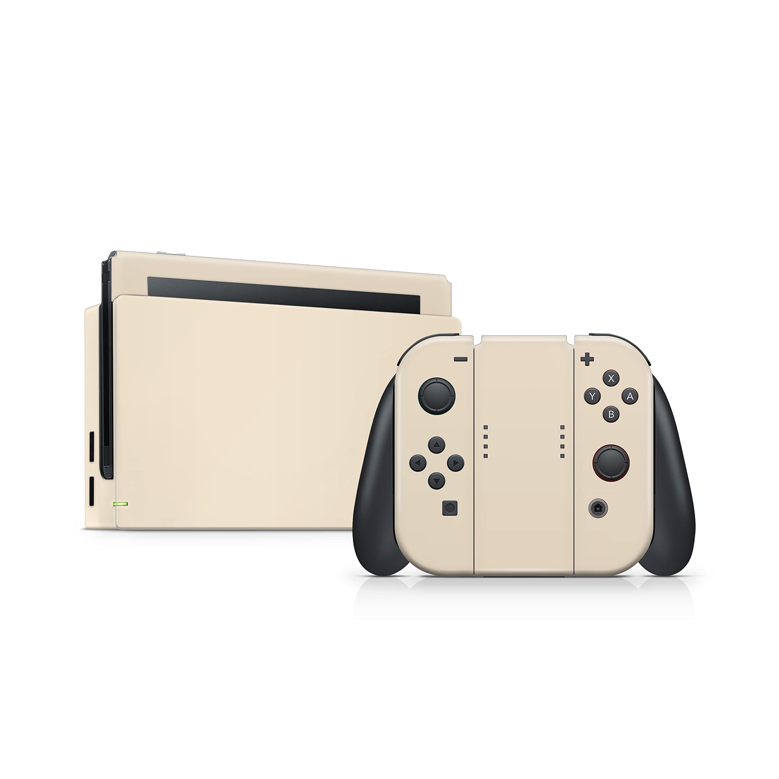 Tacky Design Classic Pastel Solid Color Skin Compatible with Nintendo Switch Skin Wrap Cover, Brown, Cream, and Beige Skin for Nintendo Switch Stickers, Premium Vinyl 3M Full Wrap Decal (Beige)