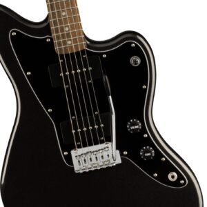 Fender Squier Affinity Jazzmaster - Metallic Black Bundle with Frontman 10G Amplifier, Instrument Cable, Gig Bag, Tuner, Strap, Picks, and Austin Bazaar Instructional DVD