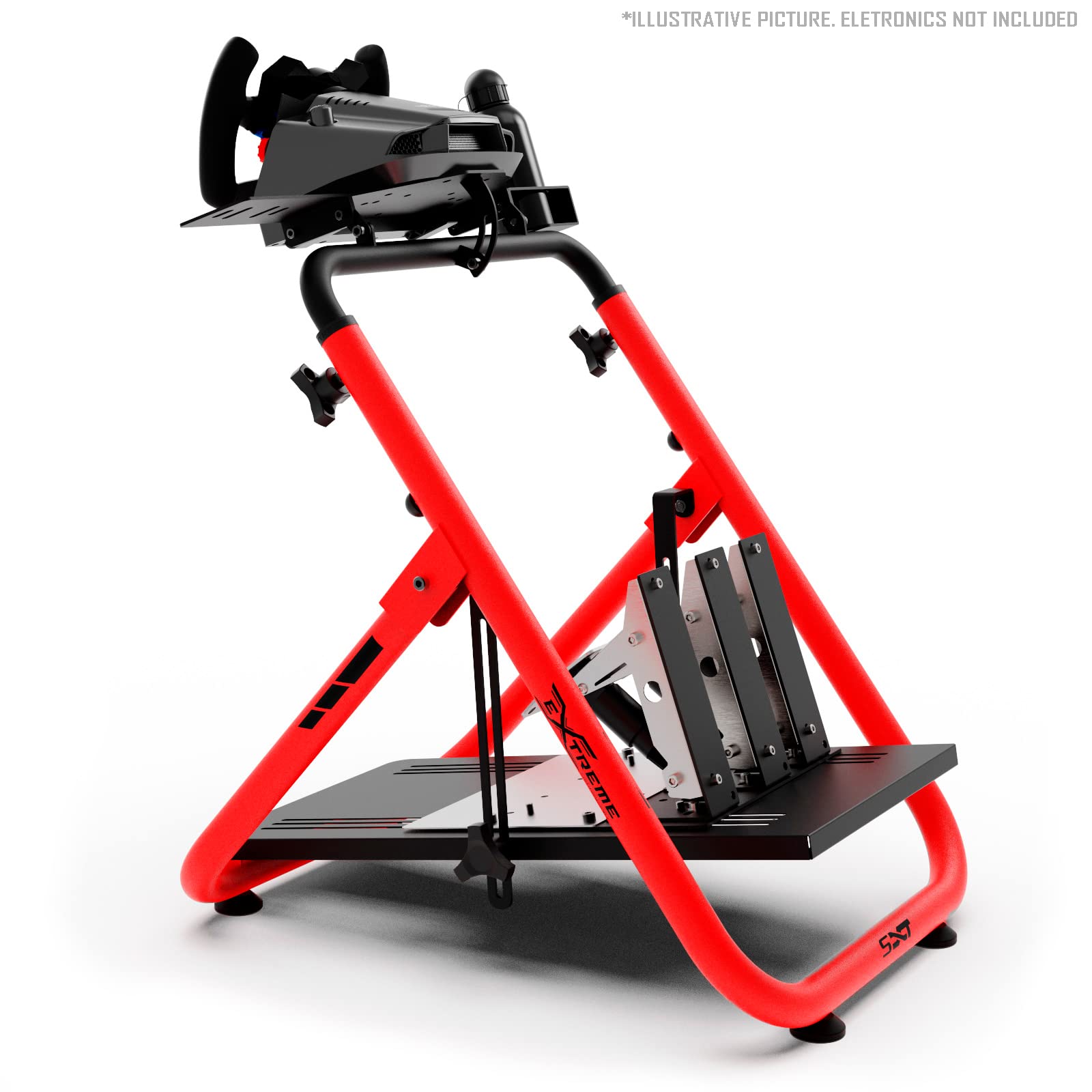 Extreme Sim Racing Wheel Stand Cockpit SXT V2 Racing Simulator - Racing Wheel Stand RED Edition For Logitech G25, G27, G29, G920, G923, Thrustmaster And Fanatec - WHEEL LOCKS INCLUDED