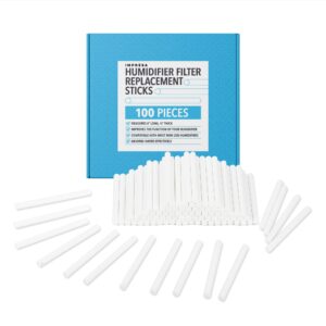 impresa [100 pack] humidifier refill sticks for a relaxing atmosphere - replacement mini humidifier filter sticks - sticks for small humidifier with filter - remove dryness with water filter sticks