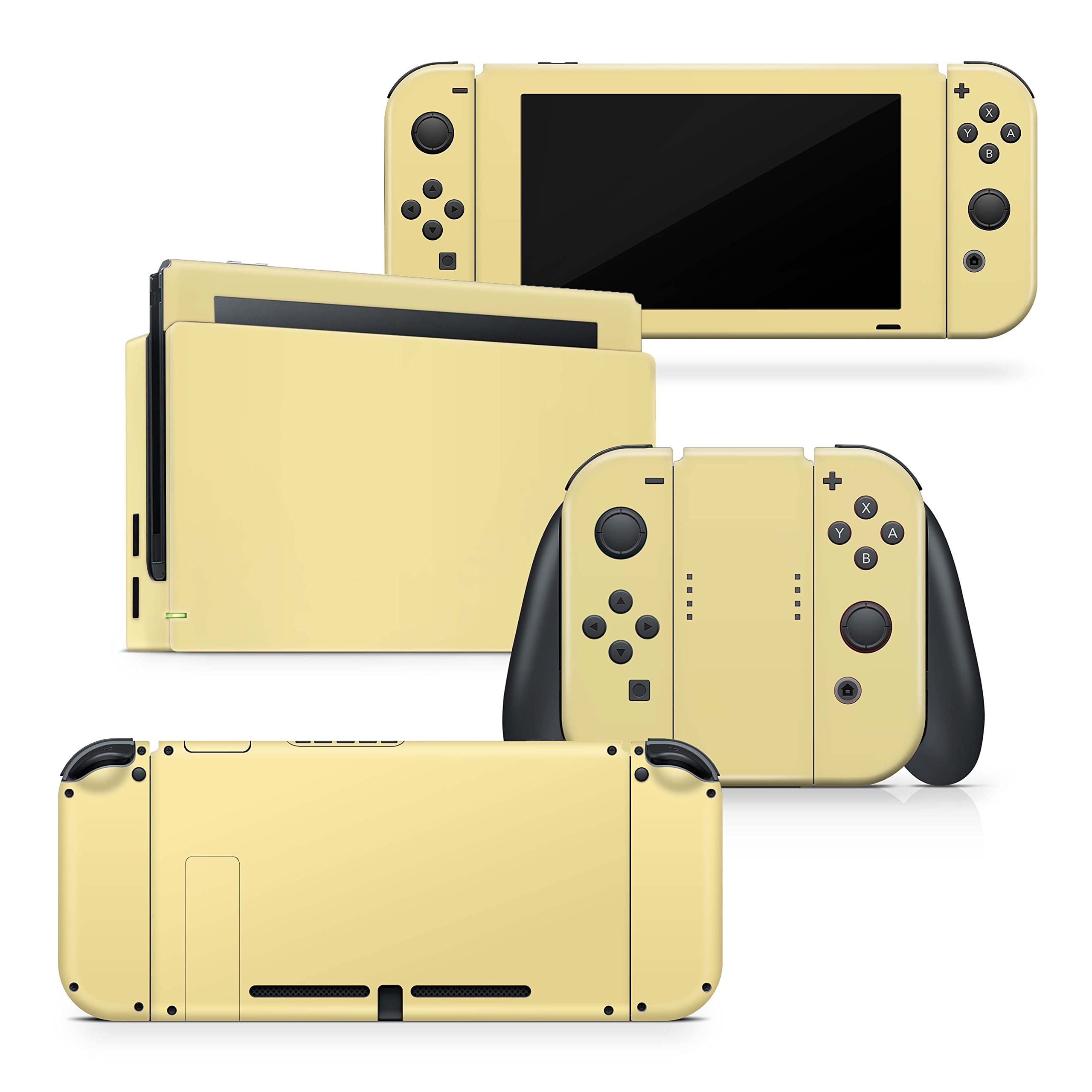 Tacky Design Classic Pastel Solid Color, Yellow, and Orang Skin Compatible with Nintendo Switch, Skin Vinyl 3m Stickers Moon Full wrap Cover (Yellow)