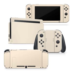 Tacky Design Classic Pastel Solid Color Skin Compatible with Nintendo Switch Skin Wrap Cover, Brown, Cream, and Beige Skin for Nintendo Switch Stickers, Premium Vinyl 3M Full Wrap Decal (Beige)