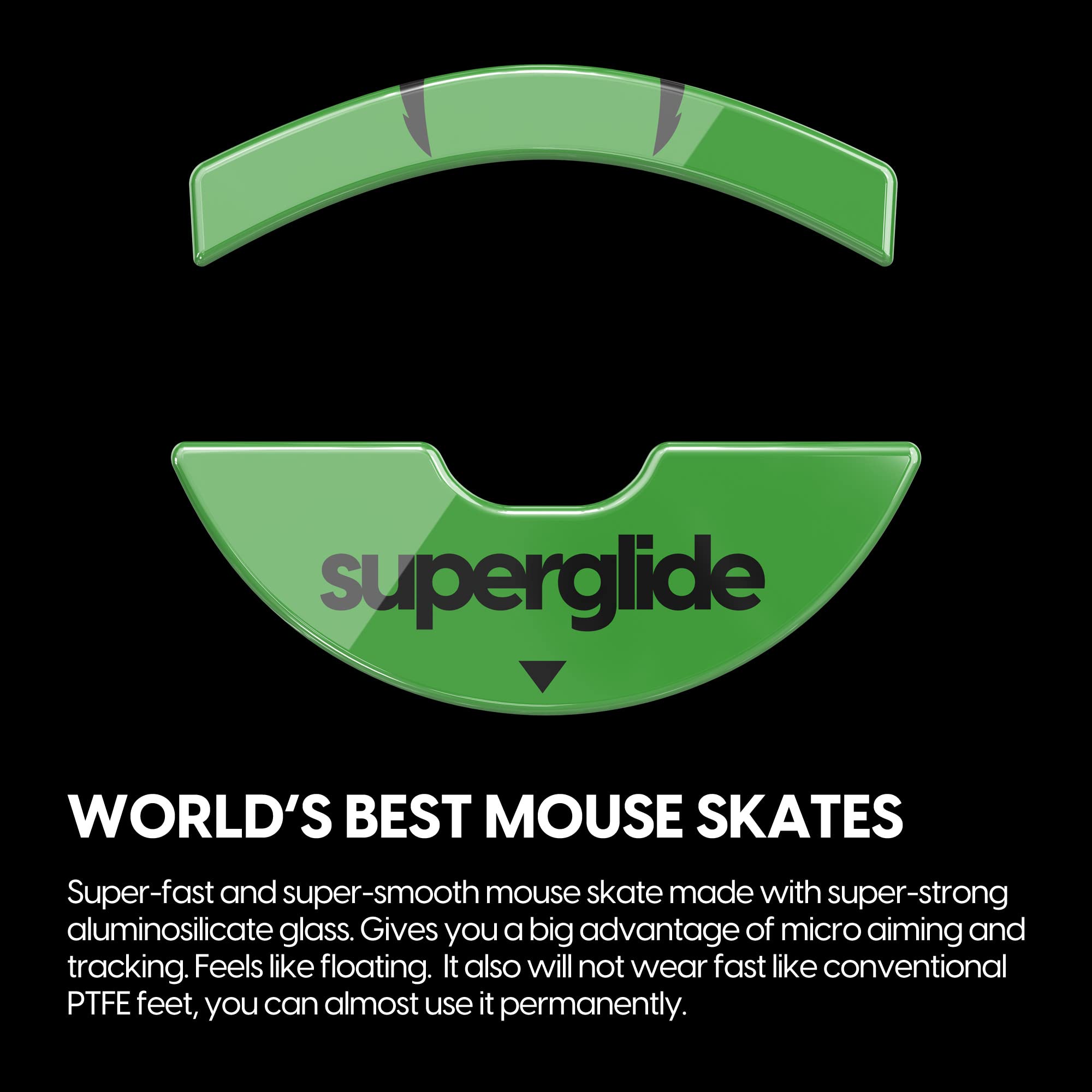 Superglide1 - Super Smooth Polished Surface Mouse Feet/Skates Made with Ultra Strong Flawless Glass Super Fast Smooth and Durable Sole for Razer Viper 8K / Viper [Green]