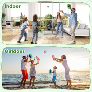 ZMLM Toss Catch Ball Toy Set: Upgraded Kid Outdoor Toy Game Beach Backyard Lawn Sport Activity Fun Outside Indoor Family Toy for Age 3-12 Girl Boy Kid Birthday Gift with 4 Sticky Paddles 4 Throw Balls