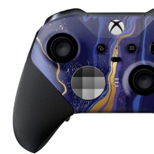 Blue Gold Marble Customised Wireless Controller for Elite by BCB. Original Elite Series 2 Controller Compatible with Xbox One / Series X & S. Customized with Water Transfer Printing (Not a Skin)