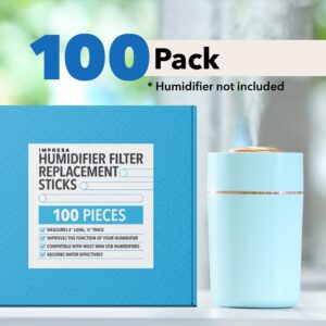 IMPRESA [100 Pack] Humidifier Refill Sticks for a Relaxing Atmosphere - Replacement Mini Humidifier Filter Sticks - Sticks for Small Humidifier with Filter - Remove Dryness with Water Filter Sticks