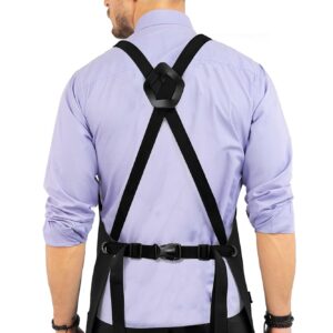 Under NY Sky Leather Apron - Cross-back Straps, Riveted, Vegan Leather - For Barbers, Hairstylist, Bartender, Barista