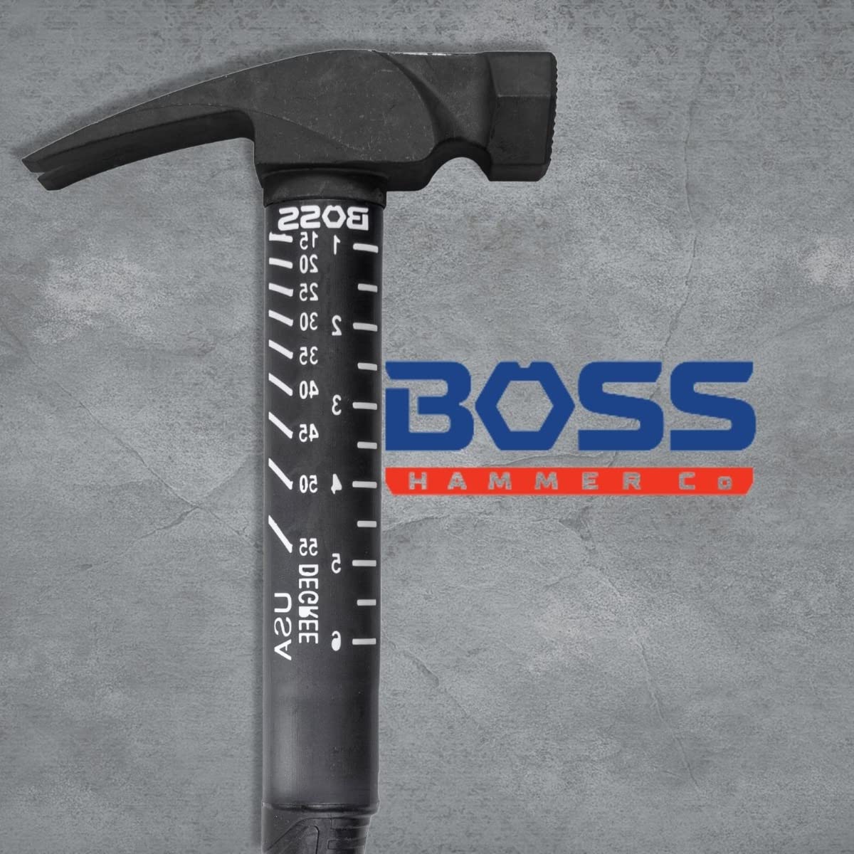 Boss Hammer Premium 4340 Steel Rip Claw Hammer with Tough-Fiber Shock-Absorbing Fiberglass Handle - 18 oz, Cerakote Finish, Milled Faced, No-Slip Grip - BH18STPFM