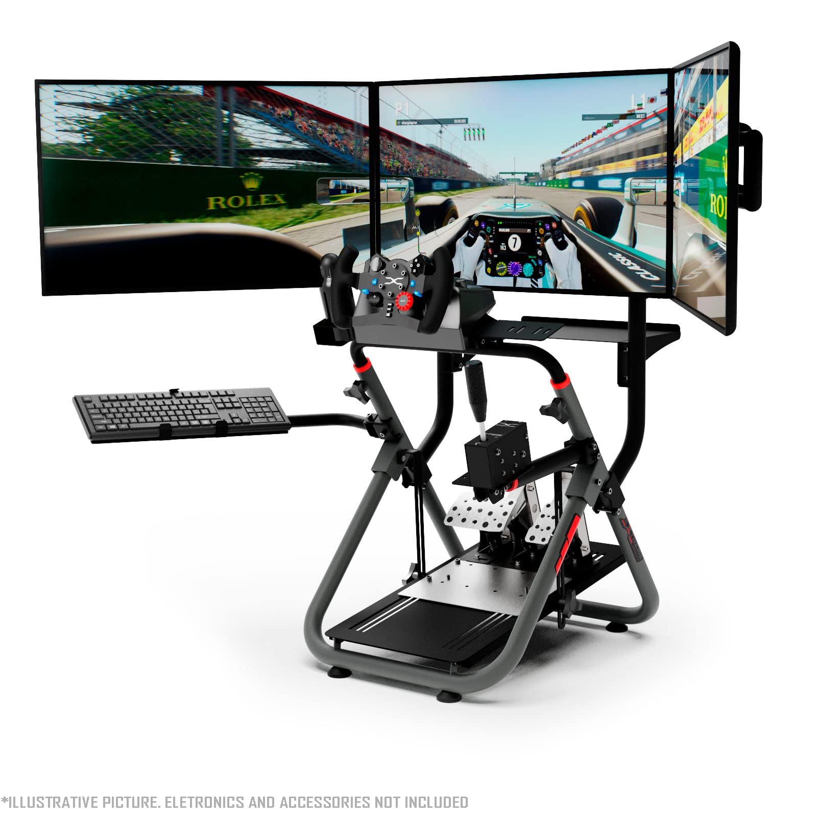 Extreme Sim Racing Wheel Stand Cockpit SXT V2 Racing Simulator - Racing Wheel Stand For Logitech G25, G27, G29, G920, Thrustmaster And Fanatec - Wheel Locks Included - Nardo Gray