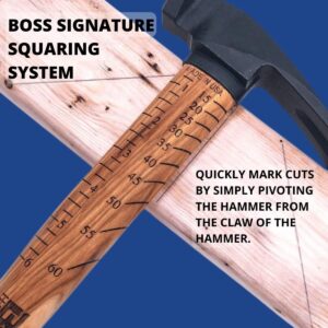 Boss Hammer Premium 4340 Steel Rip Claw Hammer with Tough Tennessee Hickory Handle - 18 oz, Cerakote, Rip Claw Design, Smooth Faced - BH18STHI16S