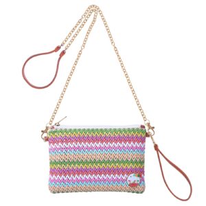 y y0yuiso straw cute clutch purses for women, small handnade beach rattan handbag with zipper for summer, vacation lightweight wristlet wallets (b-multicolor)