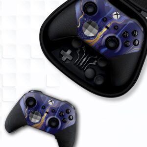 Blue Gold Marble Customised Wireless Controller for Elite by BCB. Original Elite Series 2 Controller Compatible with Xbox One / Series X & S. Customized with Water Transfer Printing (Not a Skin)