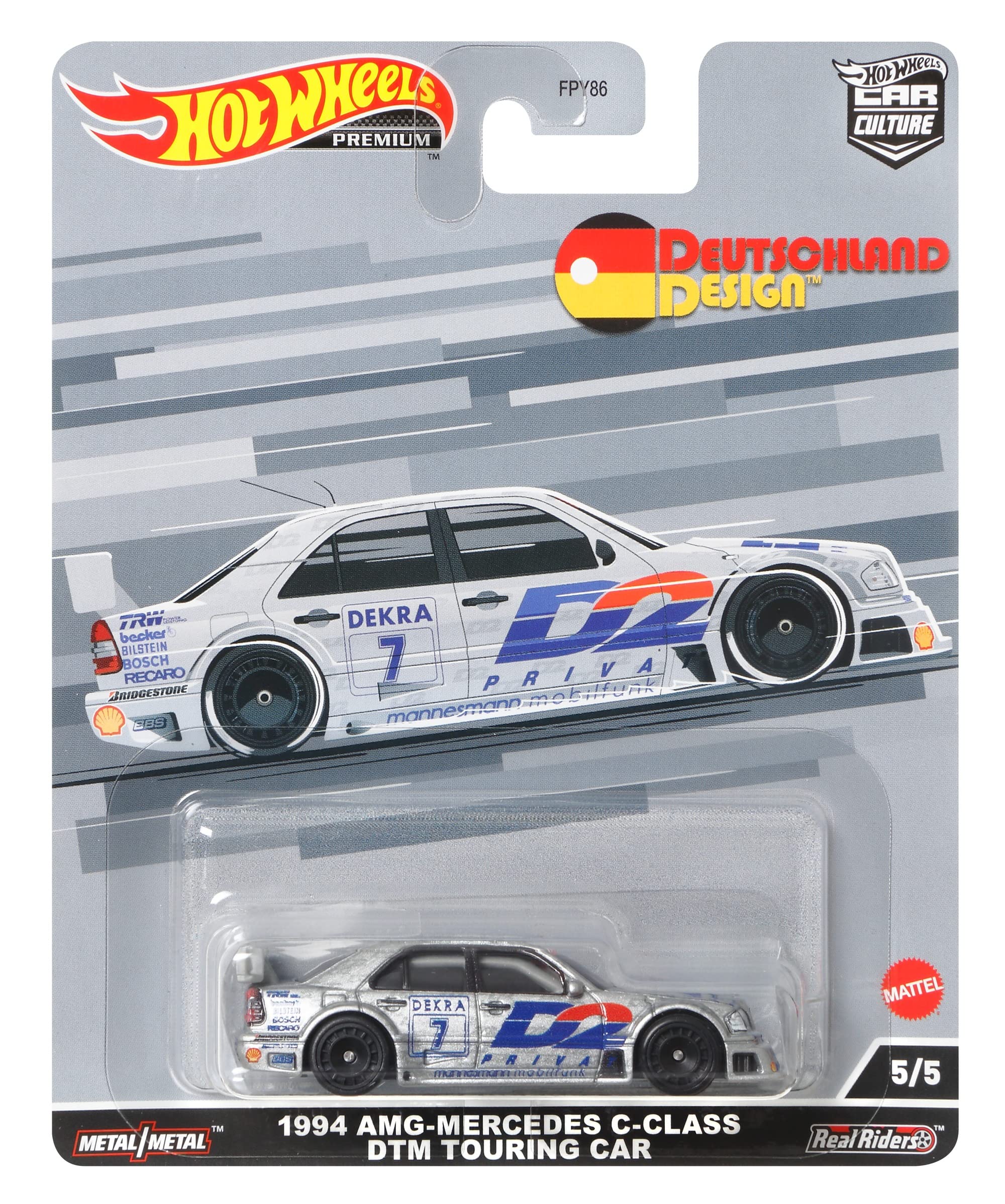 Hot Wheels Car Culture Circuit Legend, Premium 1:64 Scale Die-Cast 1994 AMG Mercedes C-Class DTM Touring Car, Collectable Vehicle