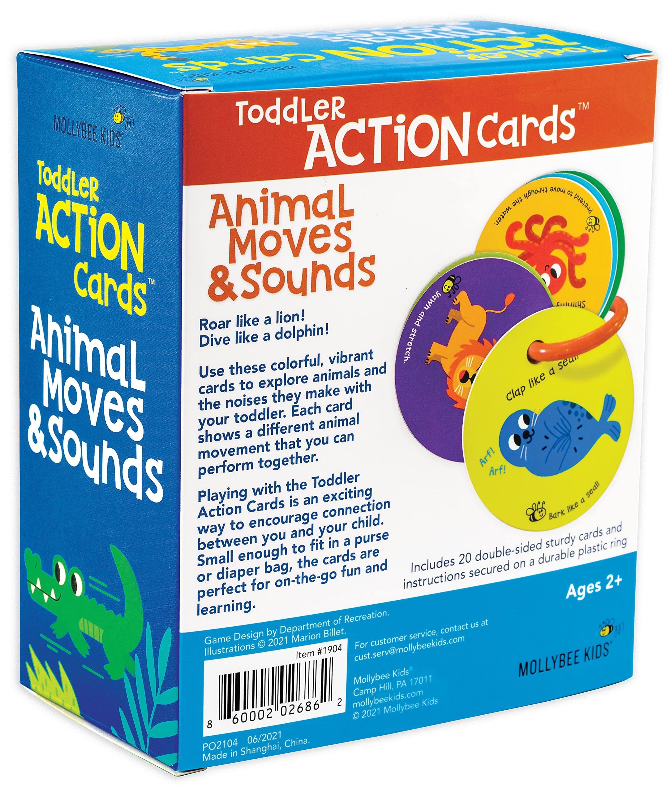 MOLLYBEE KIDS Toddler Action Cards Animal Moves and Sounds, Gifts for Ages 2+