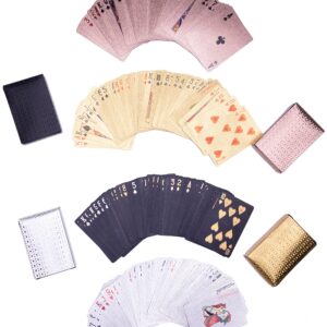 SUCCUNA Playing Cards Waterproof Poker Cards Foil Plastic Playing Card 4 Decks of Cards for Adults Black Gold Pink White