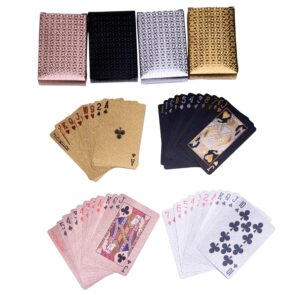 succuna playing cards waterproof poker cards foil plastic playing card 4 decks of cards for adults black gold pink white