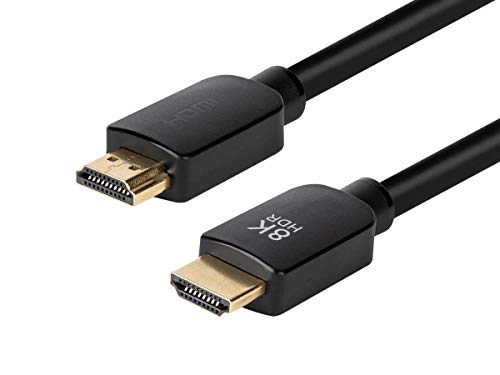 Monoprice 8K Ultra High Speed HDMI Cable - HDMI 2.1, 8K@60Hz, 4K@120Hz, 48Gbps, HDR, VRR, 15ft, No Logo, Black