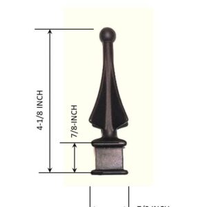 Retrospec Creations 50 Each for 1/2” Black Plastic Finial Tops for Iron Picket Fence 4-Sided Spire – #1-30