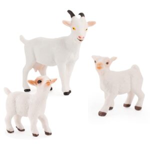 BLAPNK 3 Pcs Realistic Sheep Animals Model Figurine Toy Cake Toppers, Barn Farm Goat Family Figure Collection Playset Preschool Science Educational Learning Cognitive Props