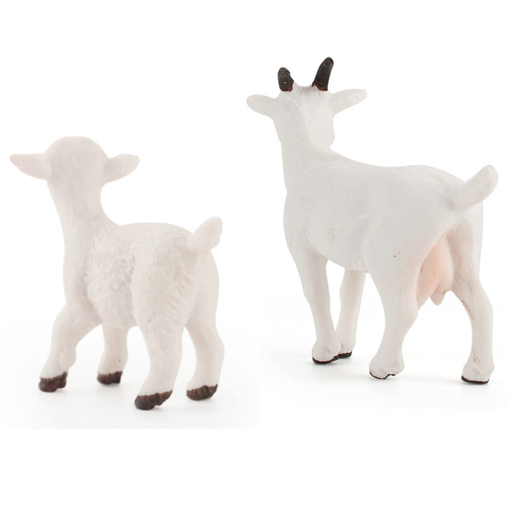 BLAPNK 3 Pcs Realistic Sheep Animals Model Figurine Toy Cake Toppers, Barn Farm Goat Family Figure Collection Playset Preschool Science Educational Learning Cognitive Props