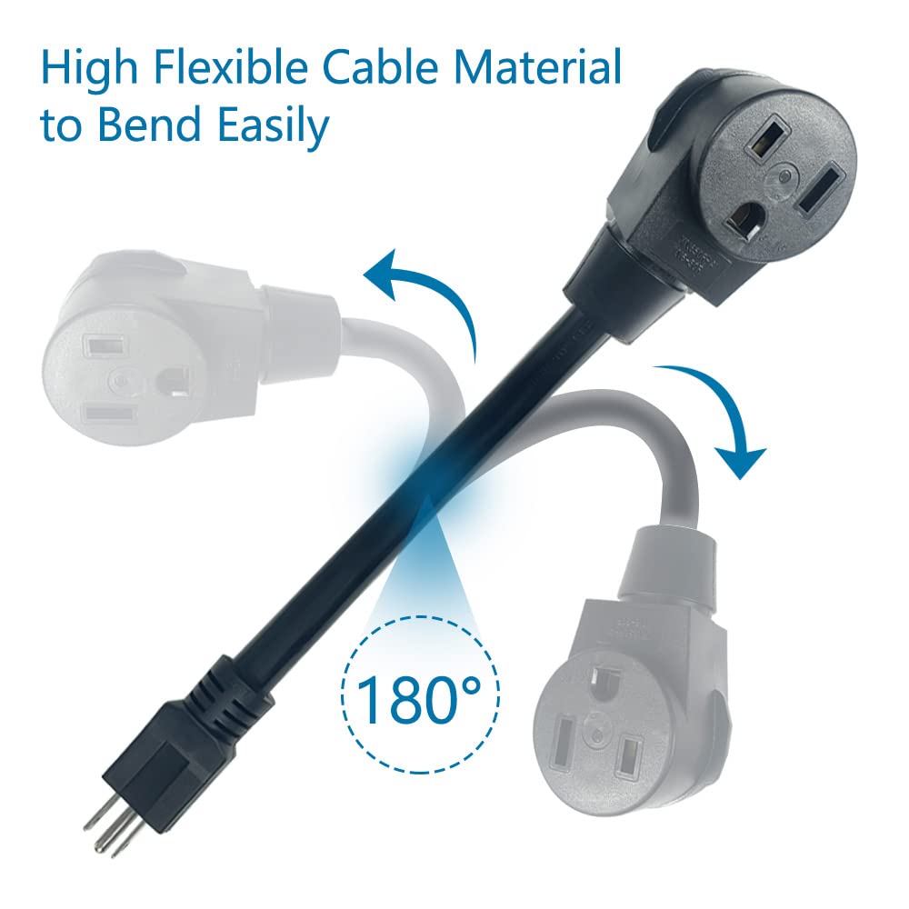 Welding 15A to 50A Adapter Cord 5-15 Male Plug to Welding 6-50 Female Receptacle， 12inch