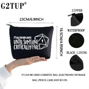 G2TUP Funny DM Gift Dice Bag It’s Fun and Games Until Someone Critically Falls RPG Master Gaming Bag (DD Dice Bag Black)