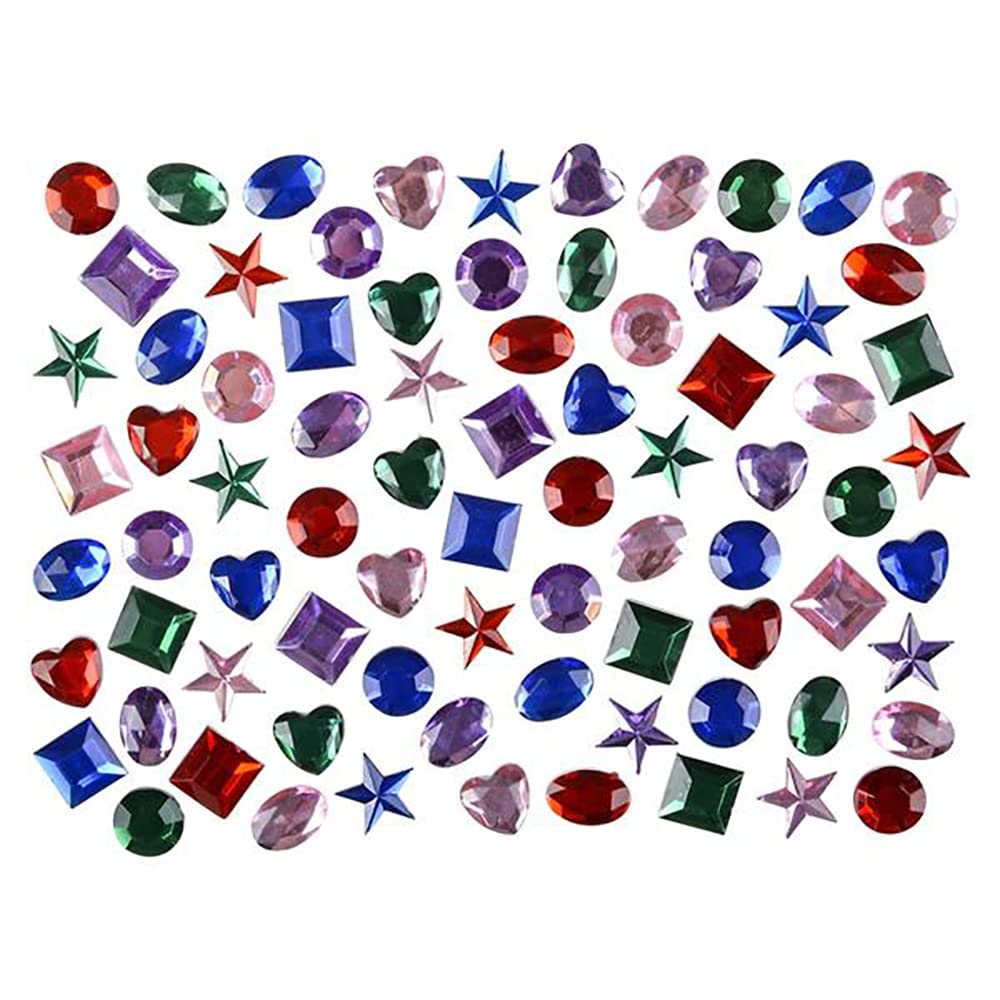 Self-Adhesive Jewels, Great for Arts and Crafts, Party Favors, Variety of Shapes and Colors Stickers, 0.5" (500 Pcs)