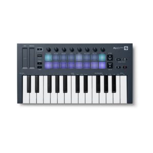 Novation FLkey Mini 25-Key MIDI Keyboard Controller for FL Studio Bundle with Sustain Pedal and 4-Port USB 3.0 Hub (3 Items)