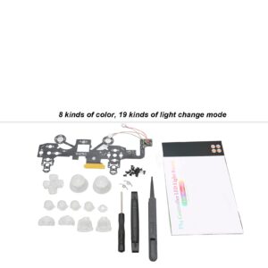 Controller Parts for Ps4, Luminated Led Kit 8 Colors 19 Modes Diy Replacement Controller Screwdriver Repair Kit for Ps4 Controller