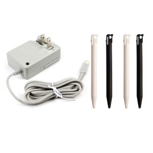 3DS Charger Bundle, 1 Pack Charger and 4 Pack Stylus Pen for Nintendo 3DS