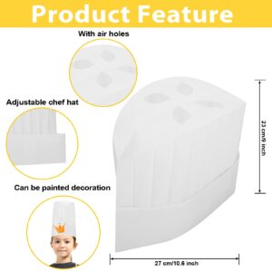 Sntieecr 24 Pieces Kids Apron and Chef Hat Set, Adjustable Kids White Non Woven Fabric Chef Hats Skin-friendly Child Apron for Kitchen Cooking, Baking, Painting, Training Wear Kid's Size (7 -12 Years)