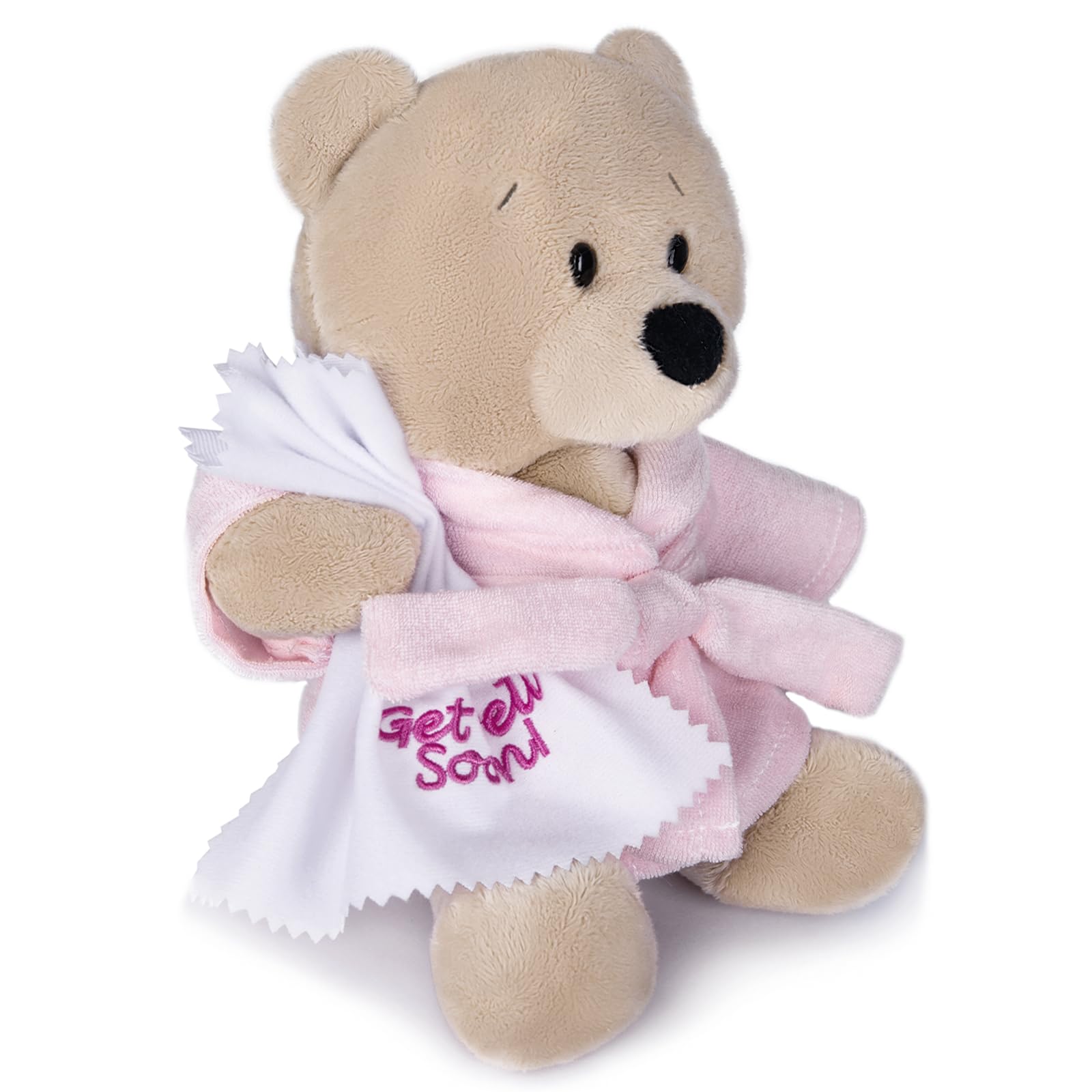 My OLi 9" Teddy Bears Cloth Bear Stuffed Animal Plush Toys Bear Dressed in Bathrobe with Soothing Towel “Get Well Soon” Sleeping Soft Toy Bedtime Gifts for Baby Kids Girls Boys，Pink