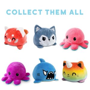 TeeTurtle - The Original Reversible Narwhal Plushie - White + Blue Starry Eyes - Cute Sensory Fidget Stuffed Animals That Show Your Mood