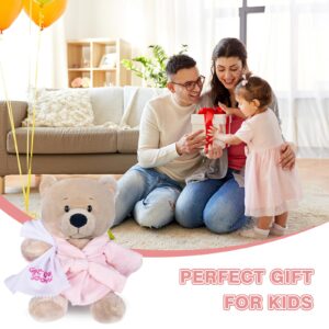 My OLi 9" Teddy Bears Cloth Bear Stuffed Animal Plush Toys Bear Dressed in Bathrobe with Soothing Towel “Get Well Soon” Sleeping Soft Toy Bedtime Gifts for Baby Kids Girls Boys，Pink