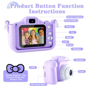 CIMELR Kids Camera Toys for 3 4 5 6 7 8 9 10 11 12 Years Old Boys/Girls, Kids Digital Camera for Toddler with Video, Birthday Festival for Kids, Selfie Camera for Kids, 32GB TF Card