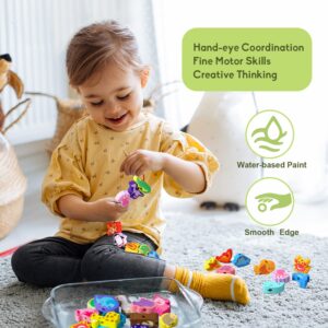 Eivaai Montessori Educational Wooden Lacing Beads Toys for Toddler 3 4 5 Year Old, Farm Animals Dinosaur Fish Threading Toys Preschool Stringing Fine Motor Skills Toy for Boys Girls