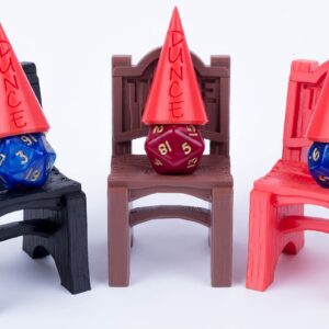 Chair of Shame with a Dunce Cap, Time Out Chair, Dice Jail for Poorly Rolling Dice, 3D Vikings (3 Pack)