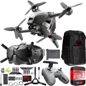 dji fpv drone combo with remote controller and integra goggles 4k video creator on the go bundle with deco gear ultimate drone photography backpack case and cps 1yr enhanced protection pack