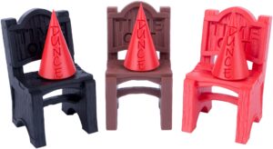 chair of shame with a dunce cap, time out chair, dice jail for poorly rolling dice, 3d vikings (3 pack)