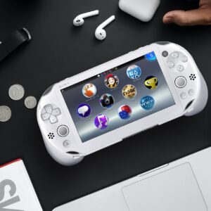 Gorliskl Hand Grip Handle Joypad Protective Case with L2 R2 Trigger Button Grip Shell Controller Protective Case for Sony PlayStation PS Vita 2000 PSV 2000 PS Vita Slim.（White）