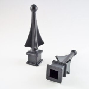 Retrospec Creations 50 Each for 1/2” Black Plastic Finial Tops for Iron Picket Fence 4-Sided Spire – #1-30