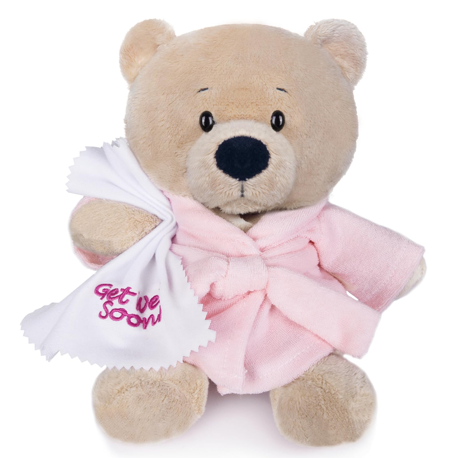 My OLi 9" Teddy Bears Cloth Bear Stuffed Animal Plush Toys Bear Dressed in Bathrobe with Soothing Towel “Get Well Soon” Sleeping Soft Toy Bedtime Gifts for Baby Kids Girls Boys，Pink